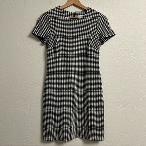 Calvin Klein Black and White Gingham Short Sleeve Dress, Size 2